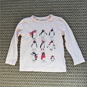 Crewcuts Pink Penguin Long Sleeve Tee